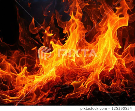 Burning flames (AI generated image) 125390534