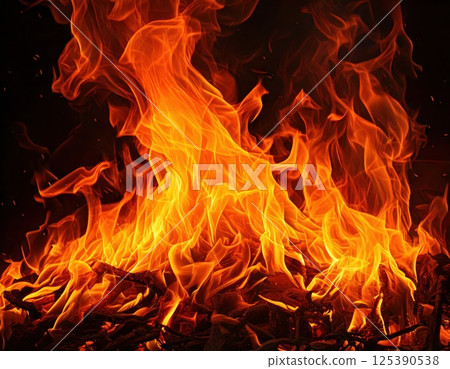 Burning flames (AI generated image) 125390538