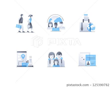 Moving with the whole family - flat design style icons set 125390782