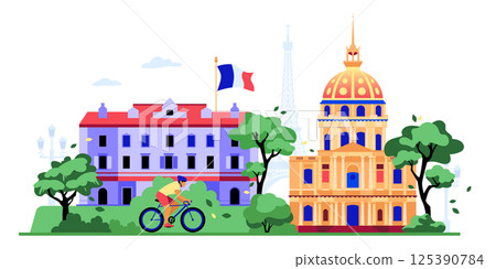Travel to France - colorful flat design style illustration 125390784