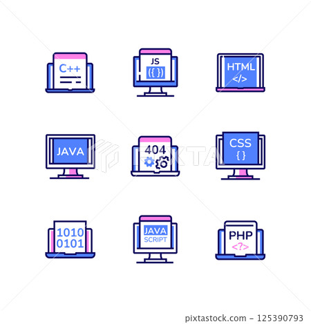Programming - modern line design style icons set 125390793