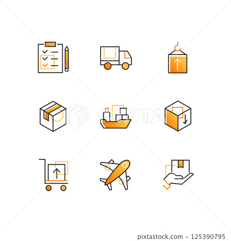 Logistics - modern line design style icons set 125390795