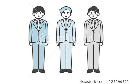 三位西裝男士的一組(全身,無姿勢) 三位西裝男士的一組(全身,無姿勢) 125390803