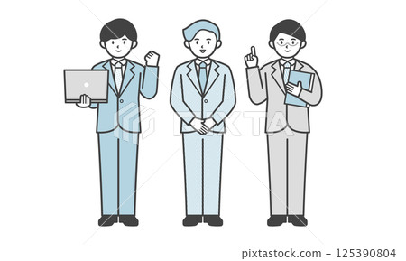 三位西裝男士一組(全身,可擺姿勢) 三位西裝男士一組(全身,可擺姿勢) 125390804