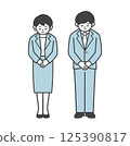 Men and women in suits bowing (full body) 125390817
