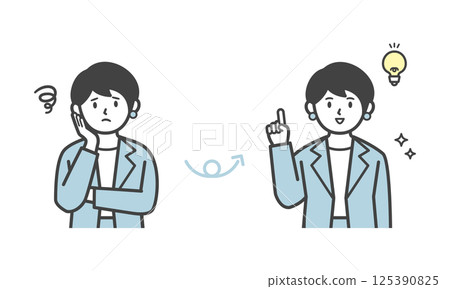 一位穿著西裝的女士正在解決問題(爆頭) 一位穿著西裝的女士正在解決問題(爆頭) 125390825