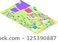 Colorful 3D map of residential areas and public facilities 125390887