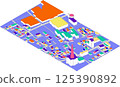 Colorful 3D map of residential areas and public facilities 125390892