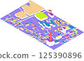 Colorful 3D map of residential areas and public facilities 125390896