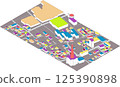 Colorful 3D map of residential areas and public facilities 125390898