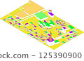 Colorful 3D map of residential areas and public facilities 125390900