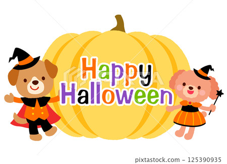 Cute dog halloween logo Cute dog halloween logo 125390935