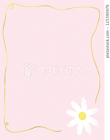 White daisy frame on pink background 125390976