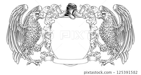 Eagle Coat of Arms Crest Heraldic Knight Shield Eagle Coat of Arms Crest Heraldic Knight Shield 125391582