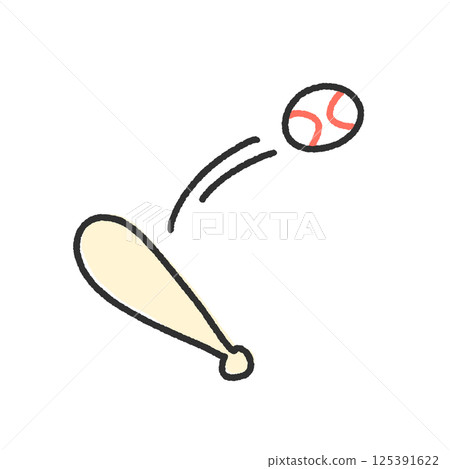 棒球棒和棒球擊出本壘打的可愛插圖 棒球棒和棒球擊出本壘打的可愛插圖 125391622