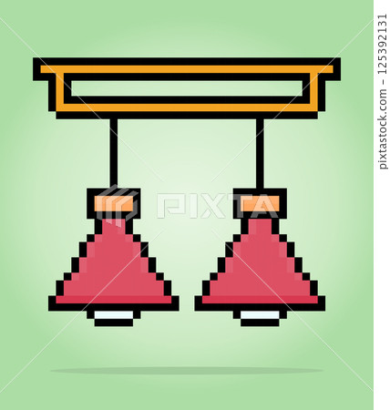 8 Bit Pixel kitchen lamp in Vector Illustration for Game Assets. Vintage interior Pixel Art. 8 Bit Pixel kitchen lamp in Vector Illustration for Game Assets. Vintage interior Pixel Art. 125392131
