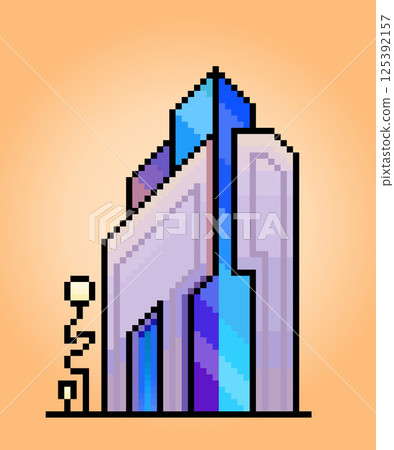 Modern home models in 8 bit pixels. Future homes, for game assets and web icons in vector illustrations. 125392157