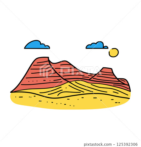 The Wave - Coyote Buttes illustration in an doodle inca cartoon style. Simple minimalist drawing of The Wave - Coyote Buttes 125392306