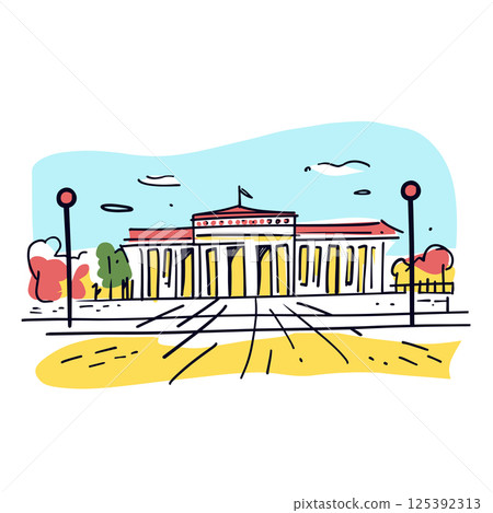 Union Station In Washington illustration in an doodle inca cartoon style. Simple minimalist drawing of Union Station 125392313