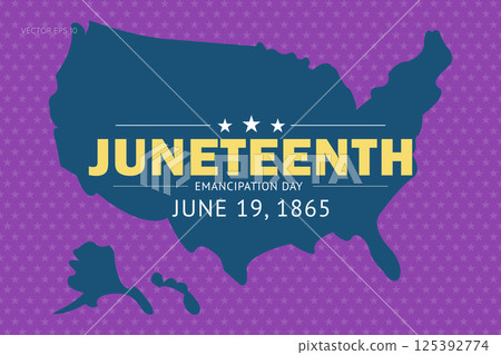 Juneteenth Emancipation Day with Teal Map and Stars 125392774