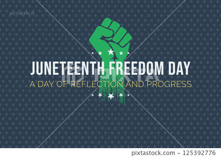 Juneteenth Freedom Day with Green Fist and Stars Juneteenth Freedom Day with Green Fist and Stars 125392776