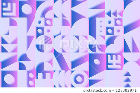 Geometric retro pattern with 50s styled shapes and y2k vaporwave colors Geometric retro pattern with 50s styled shapes and y2k vaporwave colors 125392971