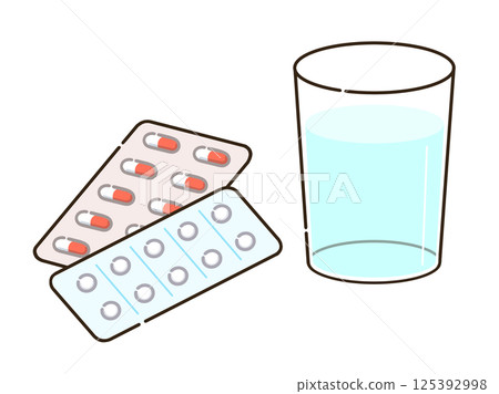Drinking medicine and water 125392998