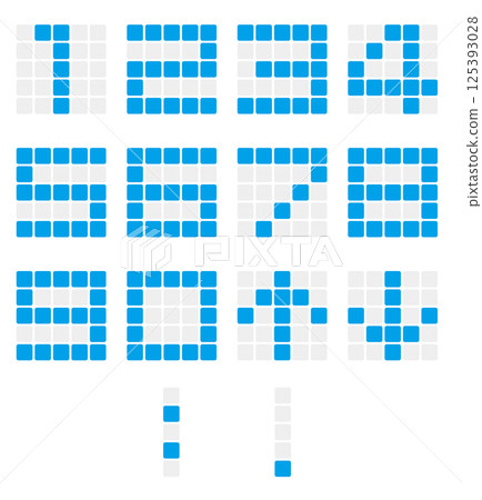 可用於電梯和時鐘的數字 藍色數字 可用於電梯和時鐘的數字 藍色數字 125393028