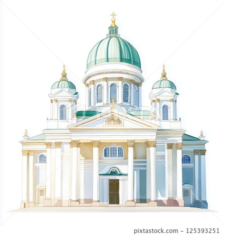 Helsinki Cathedral. Helsinki Cathedral hand drawn watercolor illustration Helsinki Cathedral. Helsinki Cathedral hand drawn watercolor illustration 125393251