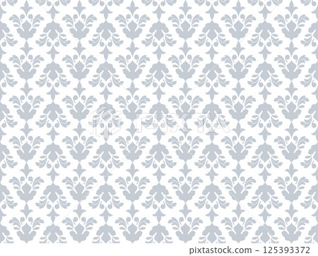 Flower geometric pattern. Seamless vector background. White and gray ornament. Ornament for fabric, wallpaper, packaging. Decorative print 125393372