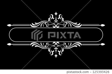 Vintage black and white element. Graphic vector design. Damask graphic ornament Vintage black and white element. Graphic vector design. Damask graphic ornament 125393426