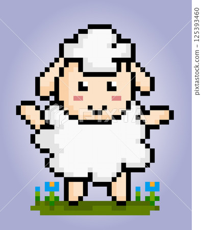 8 bit pixel of sheep. Animal pixels for game assets and cross stitch patterns in vector illustrations. 8 bit pixel of sheep. Animal pixels for game assets and cross stitch patterns in vector illustrations. 125393460