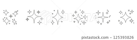 Sparkle And Shine Line Icon Set. Glimmer And Twinkle Outline Symbol Collection. Editable Stroke. Isolated Vector Illustration Sparkle And Shine Line Icon Set. Glimmer And Twinkle Outline Symbol Collection. Editable Stroke. Isolated Vector Illustration 125393826