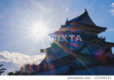 【岸與田城】耀眼的陽光與天守閣 125394215