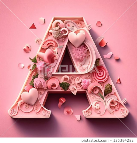 Valentine's Day background with pink letter A. 3d rendering Valentine's Day background with pink letter A. 3d rendering 125394282