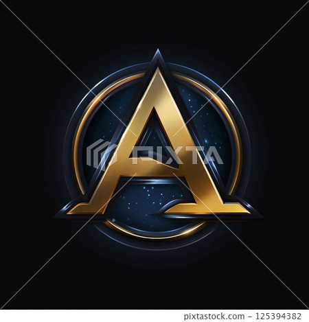 letter a in circle, 3d illustration, isolated on black background 125394382