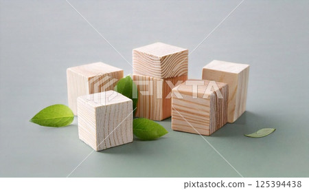 Wooden eco cubes designed for children's creativity and learning activities Wooden eco cubes designed for children's creativity and learning activities 125394438
