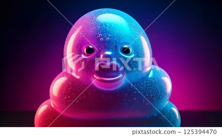 Bubble gum gradient neon blur creature in a vibrant display of colors and textures 125394470