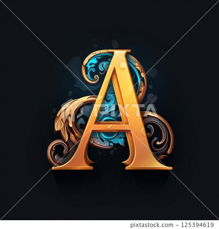 A letter in the style of Baroque. Vector illustration. 125394619