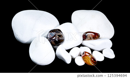Polished Agate Stone Among White Pebbles 125394694