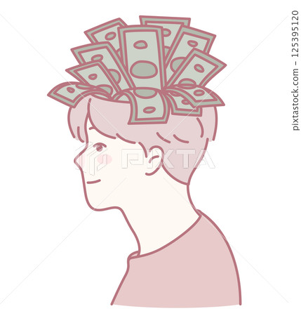 A Creative Illustration Depicting the Representation of Money in Thought Process and Ideas 125395120