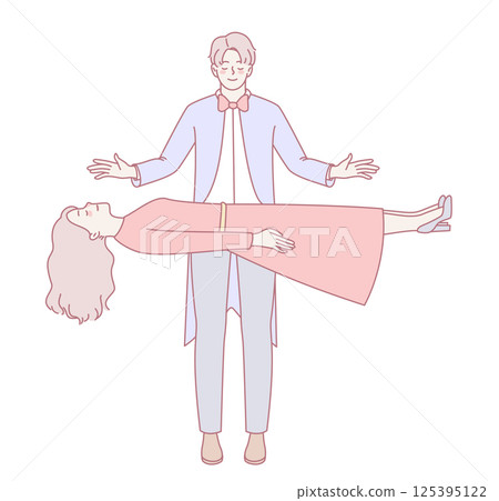 Levitation Illusion Featuring a Seated Female Figure Captured in a Striking Visual Array 125395122