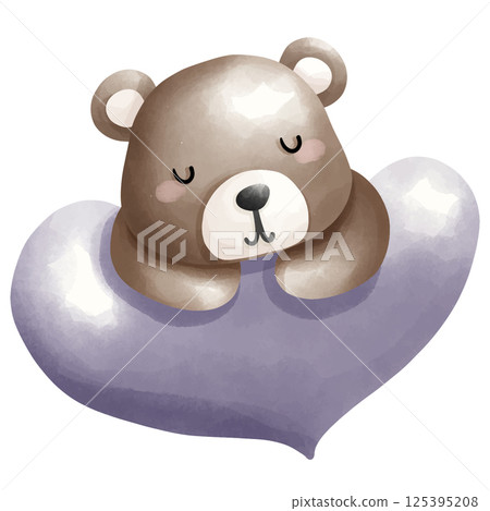 pink teddy bear with pink ribbon, cute baby shower clipart. pink teddy bear with pink ribbon, cute baby shower clipart. 125395208