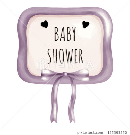 pink teddy bear with pink ribbon, cute baby shower clipart. 125395250