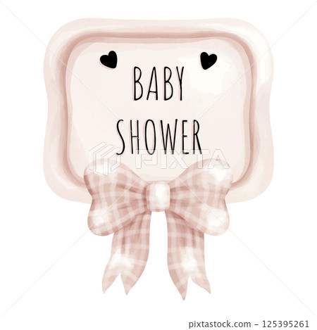 pink teddy bear with pink ribbon, cute baby shower clipart. pink teddy bear with pink ribbon, cute baby shower clipart. 125395261