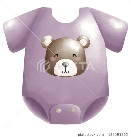 pink teddy bear with pink ribbon, cute baby shower clipart. 125395265