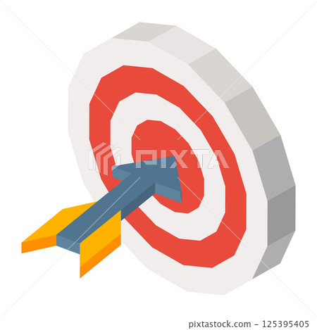 Missile in dartboard three dimensional vector illustration on white 125395405