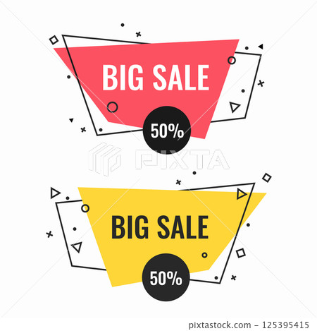 Big sale bright isolated promotional emblems set 125395415