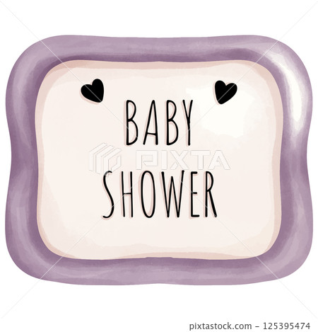 watercolor cute little baby, baby shower element, cute element 125395474