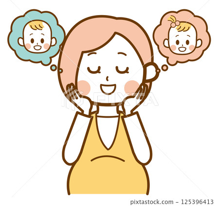 A pregnant woman imagines the gender of her baby 125396413